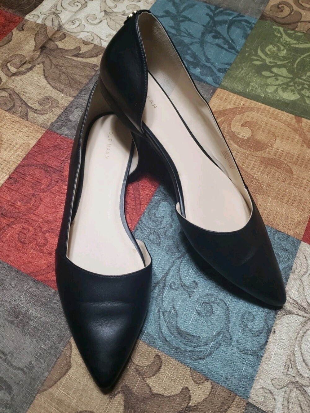 Cole Haan Bambra Skimmer D'Orsay Flats Shoes 10B Womens Black Leather Pointed